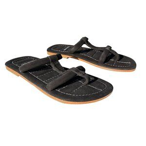 Free People Hadden Black Suede Strappy Slip On Sandals Size 9 NEW